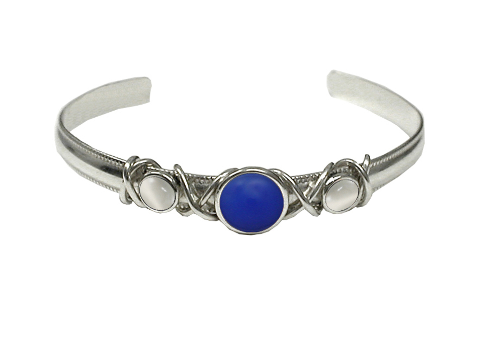 Sterling Silver Cuff Bracelet With Blue And Black Onyx